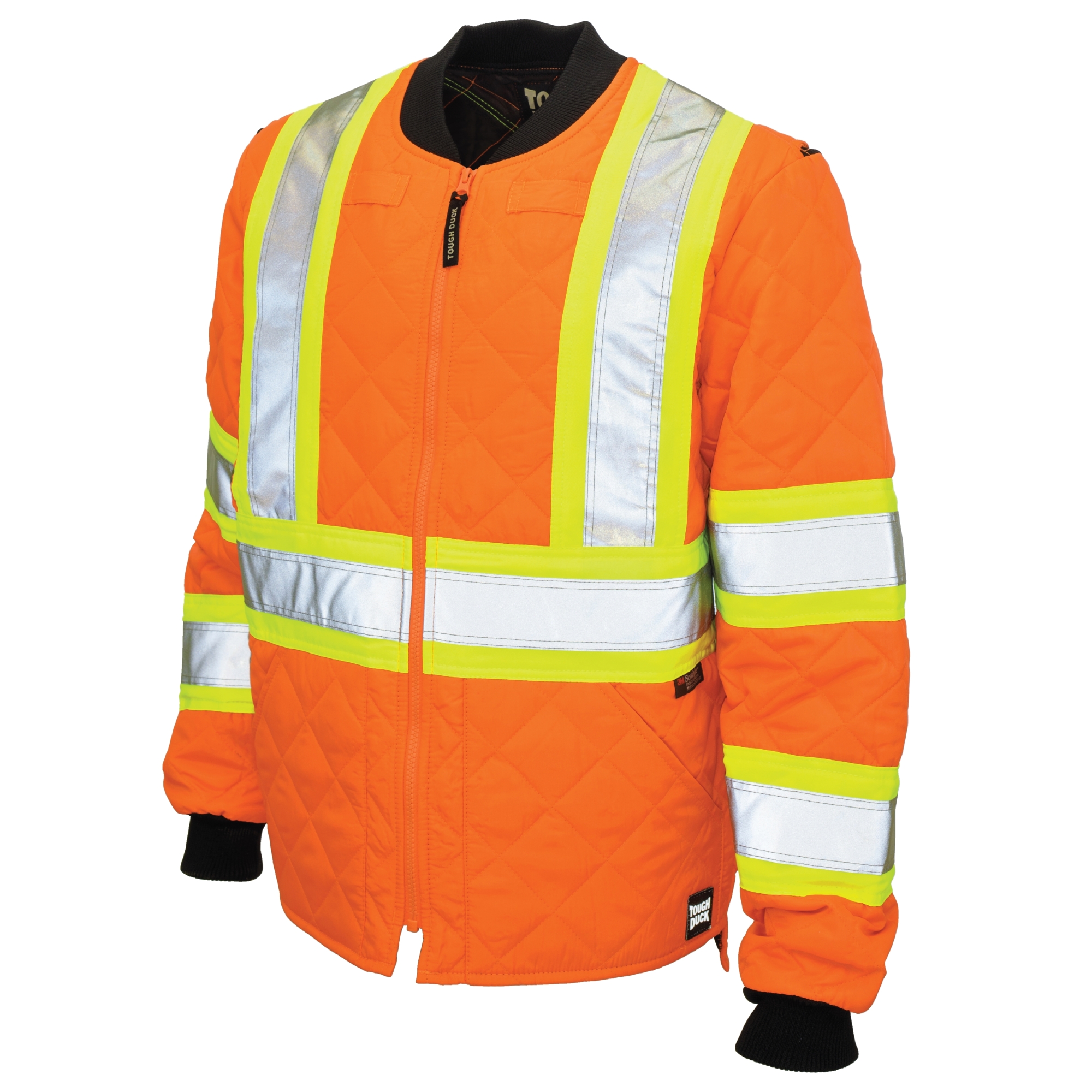 Tough Duck Quilted Safety Jacket — Hi-Vis, Water-Repellent, 3M Scotchlite Reflective Material, Model# S43221-FLOR-3XL